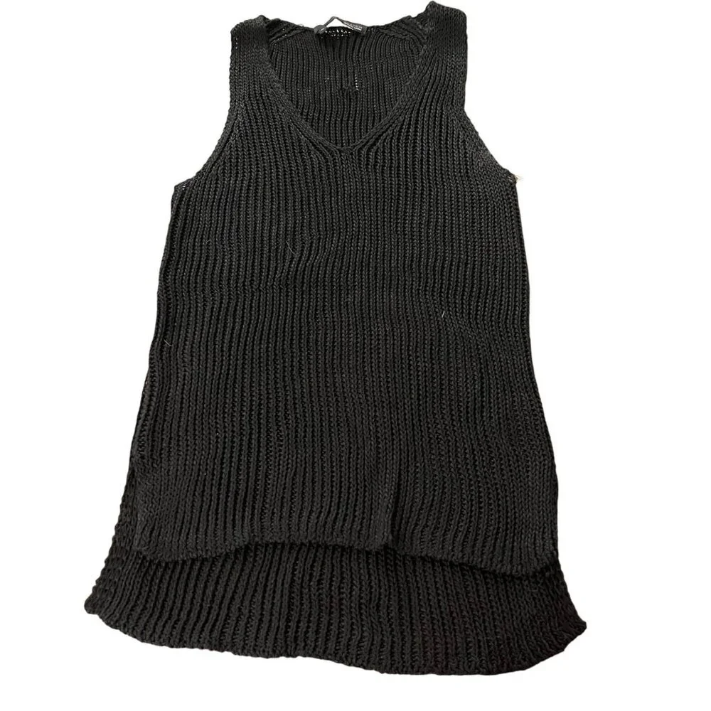 360 Sweater Women's Knitted Tank Dress Black Size Medium